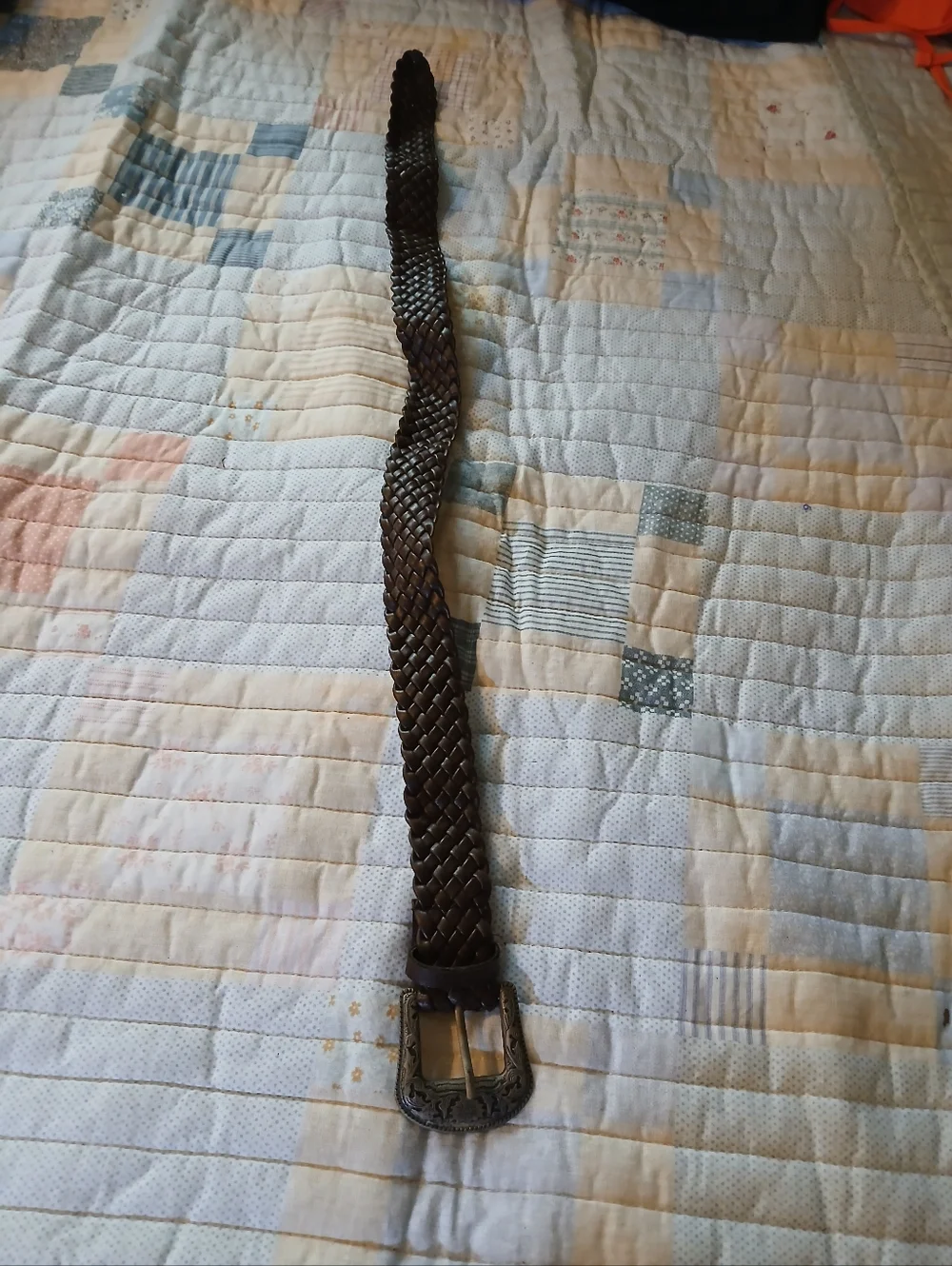 Kids Braided Leather Belt in Dark Brown